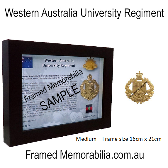 Western Australia University Regiment - Framed Memorabilia