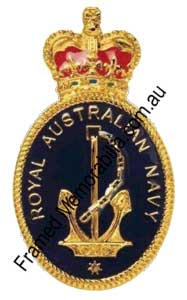 HMAS Perth (II) (D 38) Royal Australian Navy - Framed Memorabilia - Insignia badge