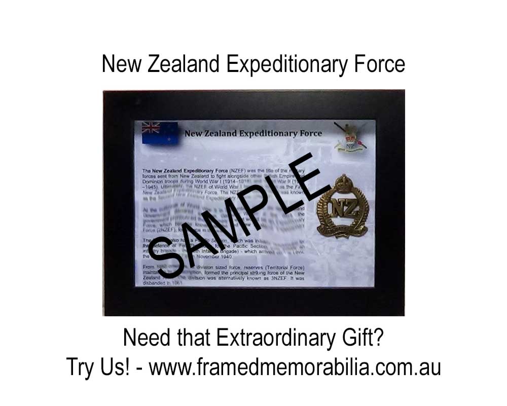 New Zealand Expeditionary Force - Framed Memorabilia