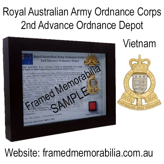 2nd Advance Ordnance Depot (RAAOC) - Framed Memorabilia