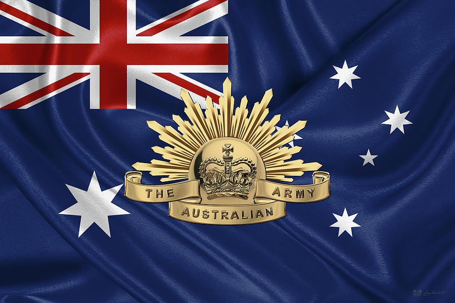 Australian Army badge and flag