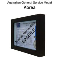 Australian General Service Medal Korea - Framed Memorabilia