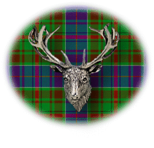Clan Adam is a Scottish Highland clan of Scotland. Framed for display is the Kilt tartan, motto and crest displaying a stag head crest. Memorabilia.