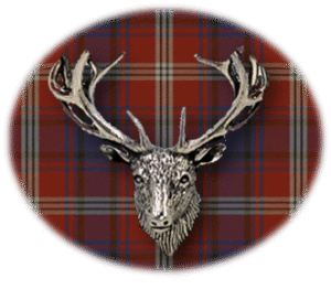 Clan Ainslie is a Scottish Highland or Lowland clan of Scotland. Framed for display is the Kilt tartan, motto, and crest displaying a stag head crest. Memorabilia.