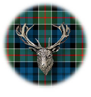Clan Colquhoun is a Scottish Highland clan of Scotland. Framed for display is the Kilt tartan, motto and crest displaying a stag head crest. Memorabilia.