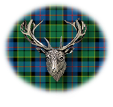 Clan Forsyth is a Scottish Lowland clan of Scotland. Framed for display is the Kilt tartan, motto, and crest displaying a stag head crest. Memorabilia.