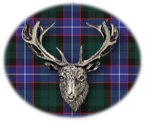 Clan Hunter is a Scottish Lowland clan of Scotland. Framed for display is the Kilt tartan, motto, and crest displaying a stag head crest. Memorabilia.