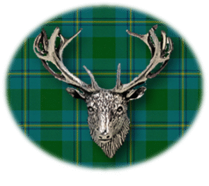 Clan Irvine of Bonshaw is a Scottish Lowland clan of Scotland. Framed for display is the Kilt tartan, motto, and crest displaying a stag head crest. Memorabilia.