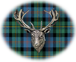 Clan Malcolm is a Scottish Highland clan of Scotland. Framed for display is the Kilt tartan, motto, and crest displaying a stag head crest. Memorabilia.