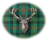 Clan Ross is a Scottish Highland clan of Scotland. Framed for display is the Kilt tartan, motto and crest displaying a stag head crest. Memorabilia.