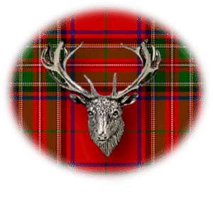 Clan Stewart is a Scottish Highland and Lowland clan of Scotland. Framed for display is the Kilt tartan, motto, and crest displaying a stag head crest. Memorabilia.