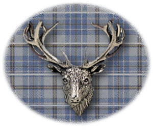 Clan Tweedie is a Scottish Lowland clan of Scotland. Framed for display is the Kilt tartan, motto, and crest displaying a stag head crest. Memorabilia.