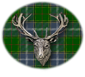 Clan Pringle is a Scottish Lowland clan of Scotland. Framed for display is the Kilt tartan, motto, and crest displaying a stag head crest. Memorabilia.