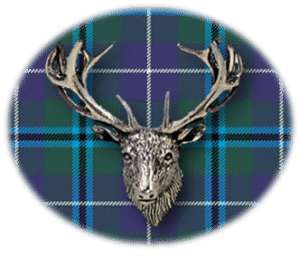 Clan Sandilands is a Scottish Highland or Lowland clan of Scotland. Framed for display is the Kilt tartan, motto, and crest displaying a stag head crest. Memorabilia.