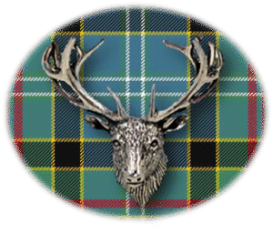 Clan Walkinshaw is a Scottish Lowland clan of Scotland. Framed for display is the Kilt tartan, motto, and crest displaying a stag head crest. Memorabilia.
