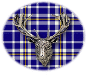Clan Ochterlony is a Scottish Lowland clan of Scotland. Framed for display is the Kilt tartan, motto, and crest displaying a stag head crest. Memorabilia.