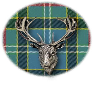 Clan Paisley is a Scottish Lowland clan of Scotland. Framed for display is the Kilt tartan, motto, and crest displaying a stag head crest. Memorabilia.