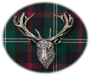 Clan Sutherland is a Scottish Highland or Lowland clan of Scotland. Framed for display is the Kilt tartan, motto, and crest displaying a stag head crest. Memorabilia.