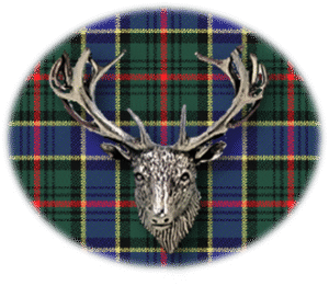 Clan Ogilvie is a Scottish Highland clan of Scotland. Framed for display is the Kilt tartan, motto, and crest displaying a stag head crest. Memorabilia.