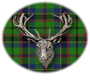 Clan Stevenson is a Scottish Highland or Lowland clan of Scotland. Framed for display is the Kilt tartan, motto, and crest displaying a stag head crest. Memorabilia.